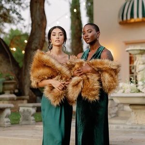 Revelry Faux Fur Shrug Chestnut